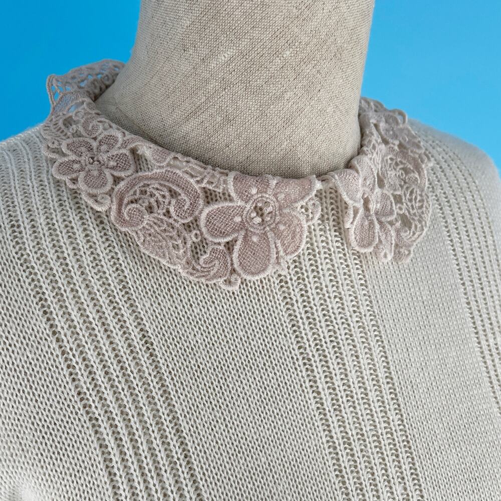 80s lace collar sweater 1980s vintage Empire Gene Stuart - Picture 2 of 4